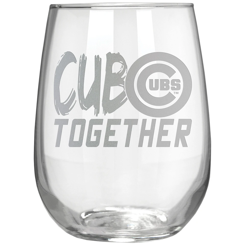 Chicago Cubs Etched 17oz. Rally Cry Stemless Wine Glass