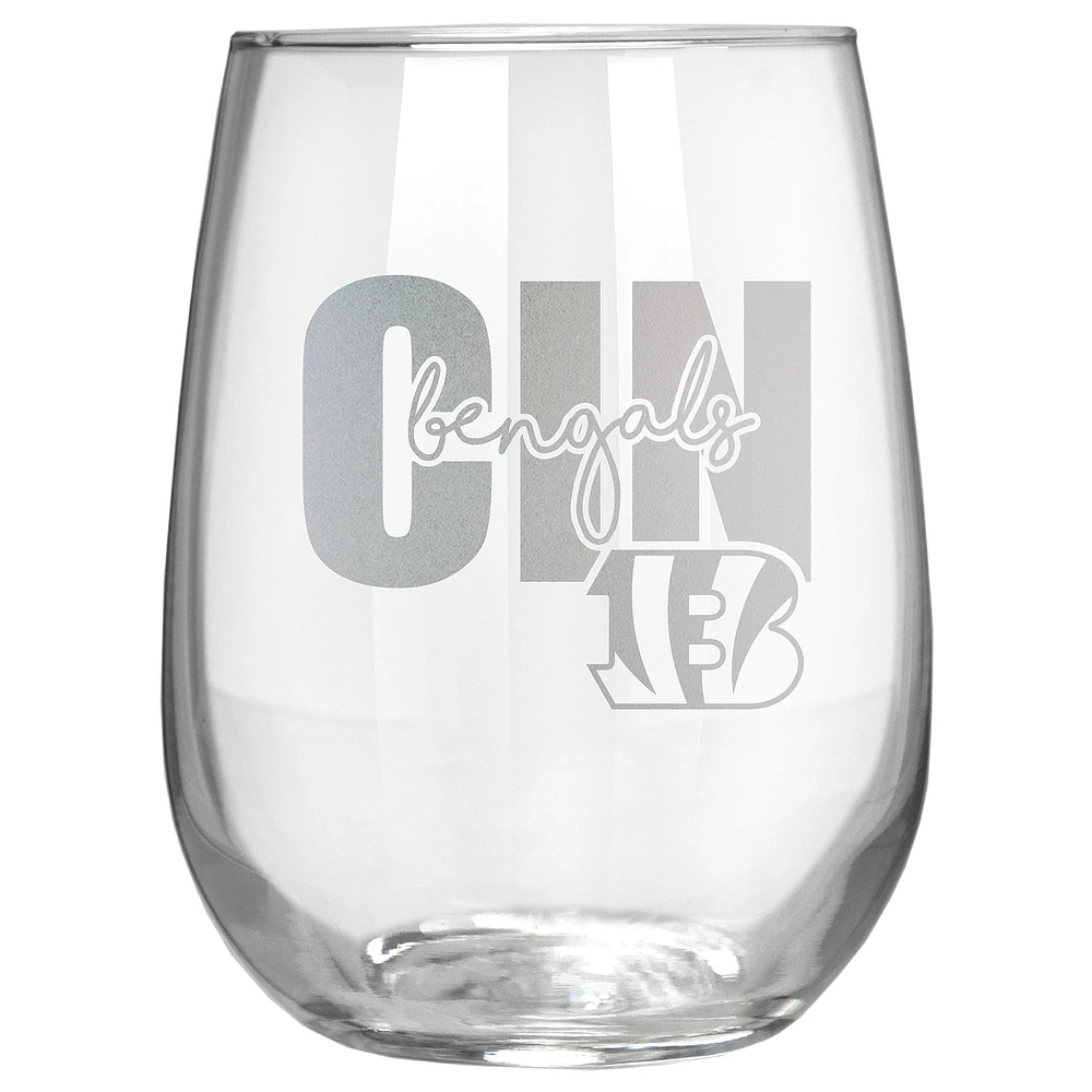 Cincinnati Bengals Etched 17oz. City Stemless Wine Glass