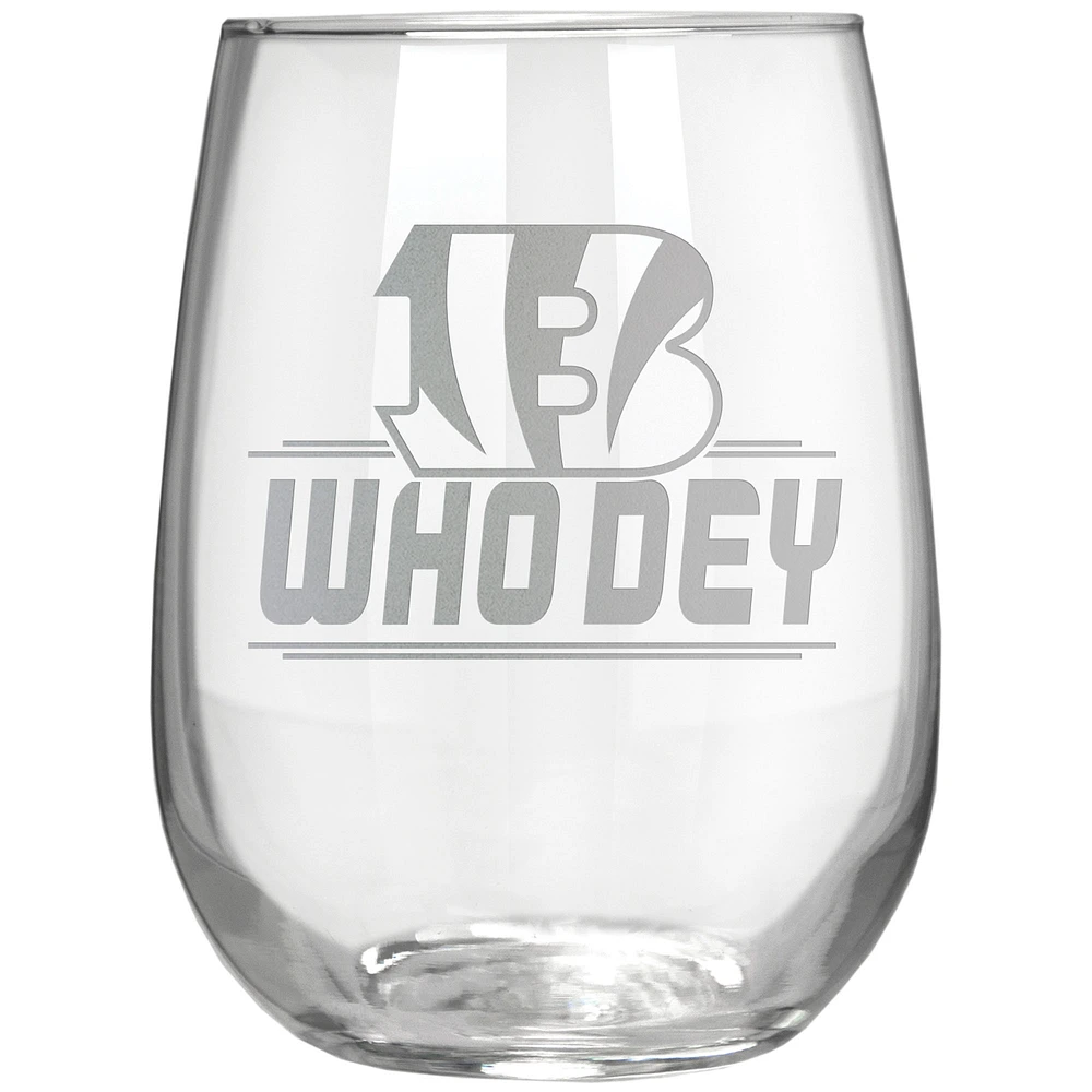 Cincinnati Bengals Etched 17oz. Rally Cry Stemless Wine Glass