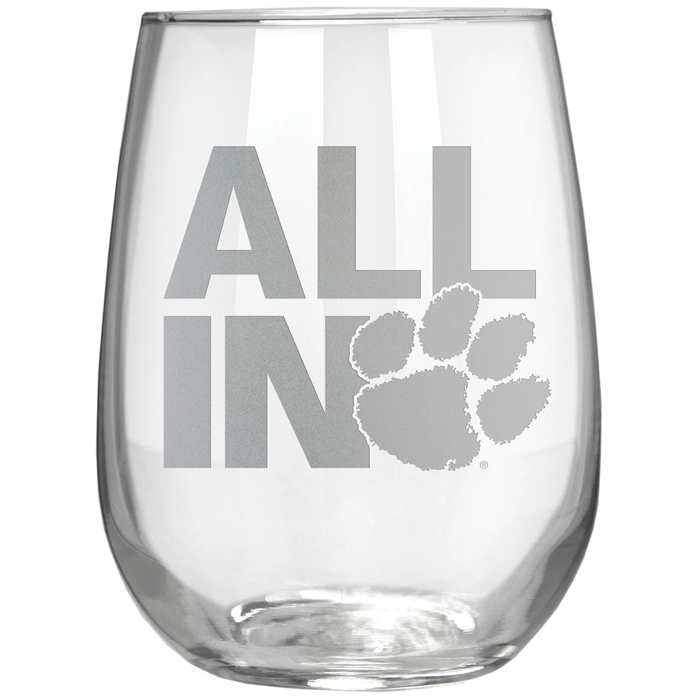 Clemson Tigers Etched 17oz. Rally Cry Stemless Wine Glass