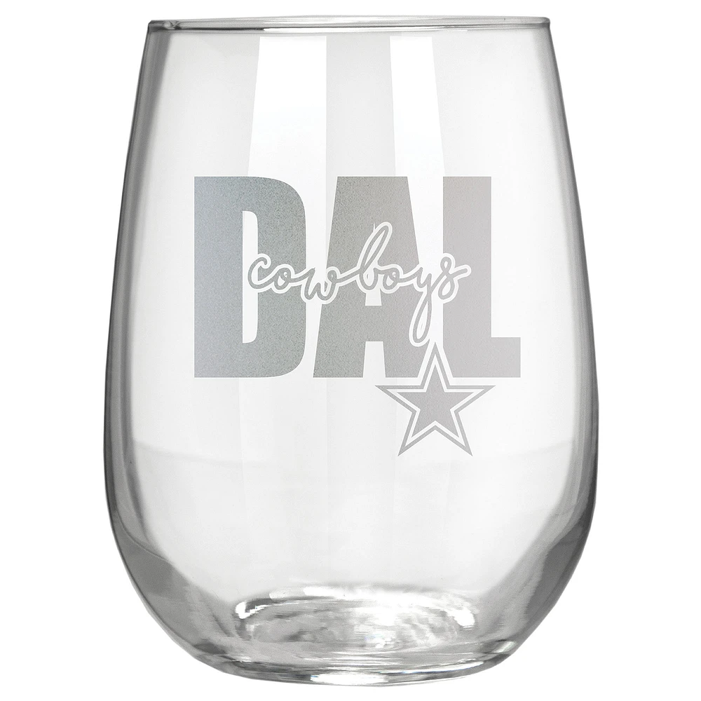 Dallas Cowboys Etched 17oz. City Stemless Wine Glass
