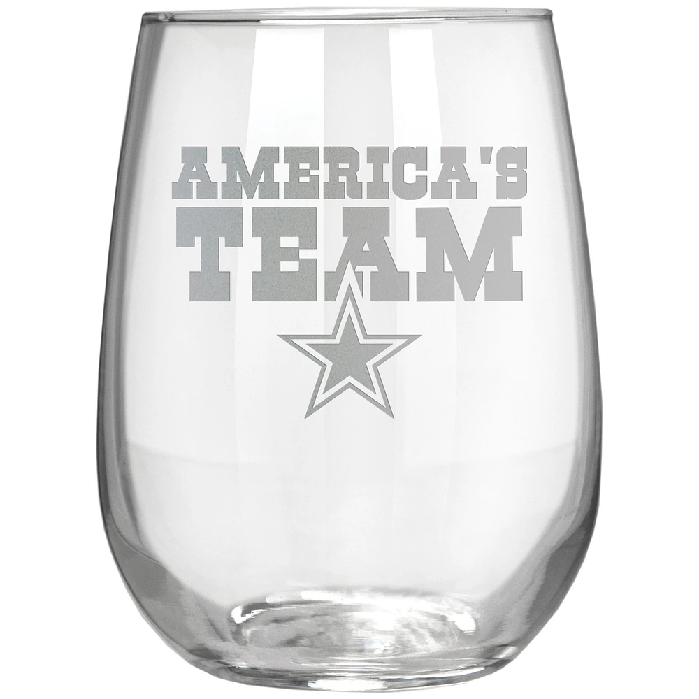 Dallas Cowboys Etched 17oz. Rally Cry Stemless Wine Glass