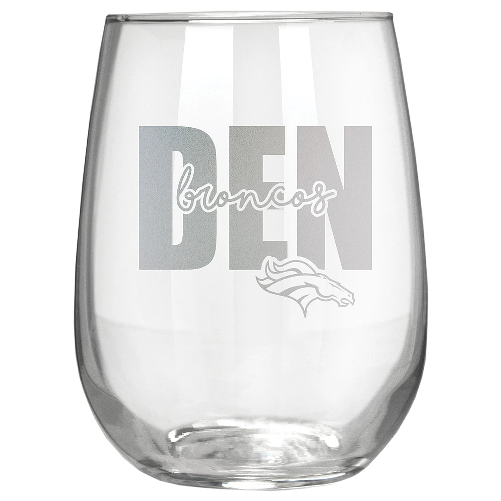 Denver Broncos Etched 17oz. City Stemless Wine Glass