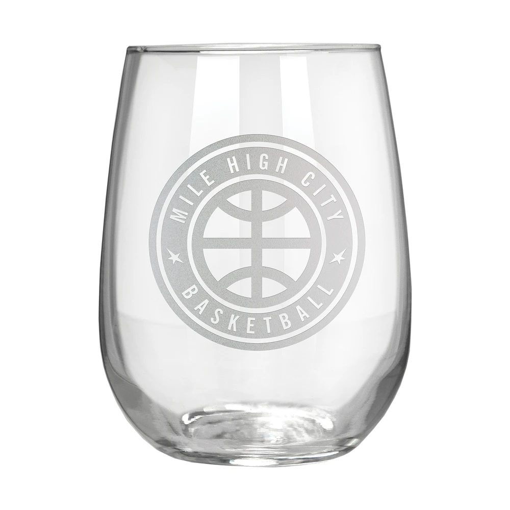 Denver Nuggets Etched 17oz. Rally Cry Stemless Wine Glass