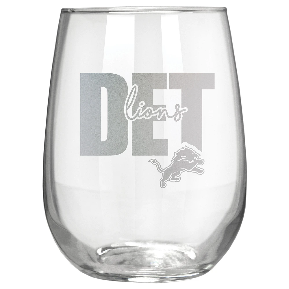 Detroit Lions Etched 17oz. City Stemless Wine Glass
