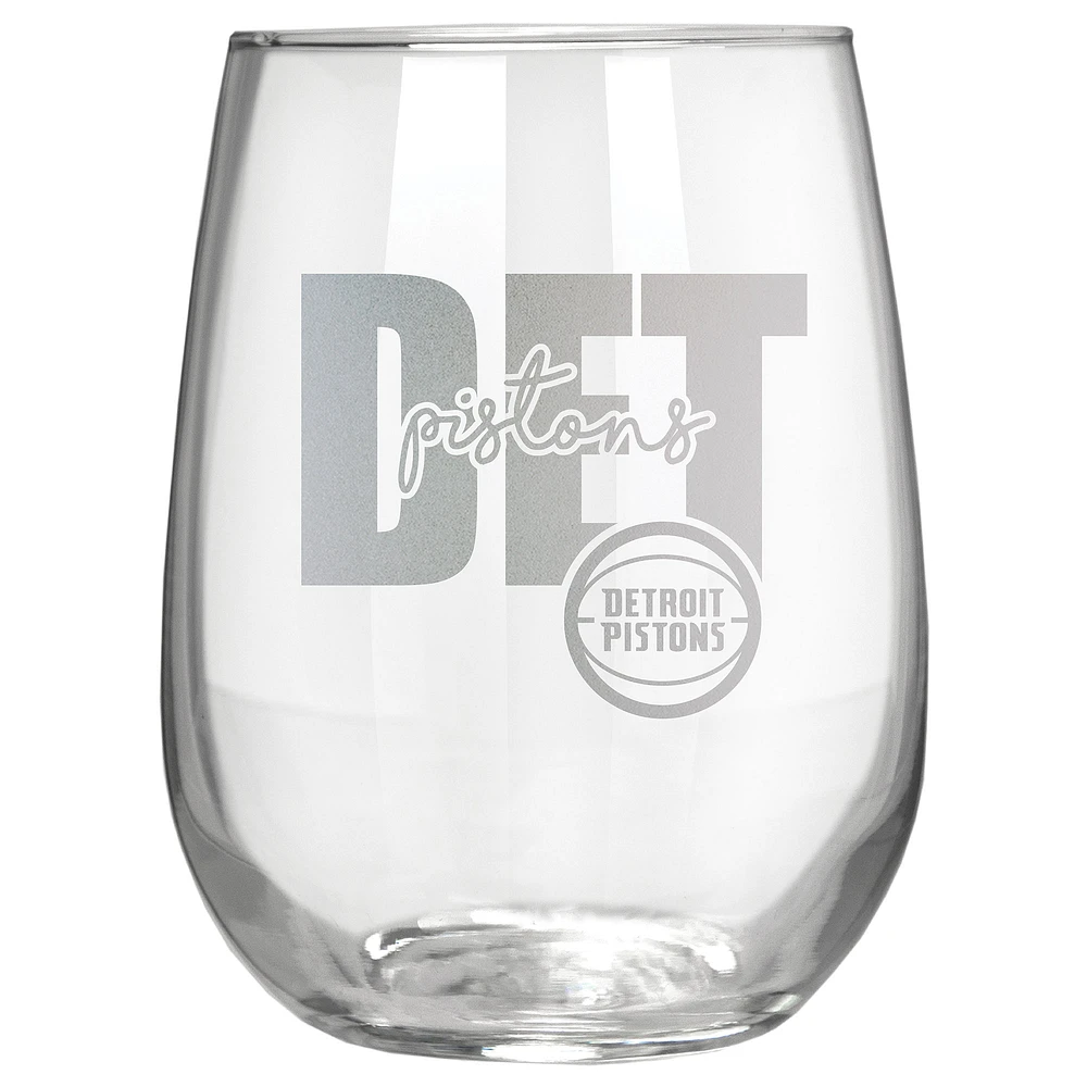 Detroit Pistons Etched 17oz. City Stemless Wine Glass