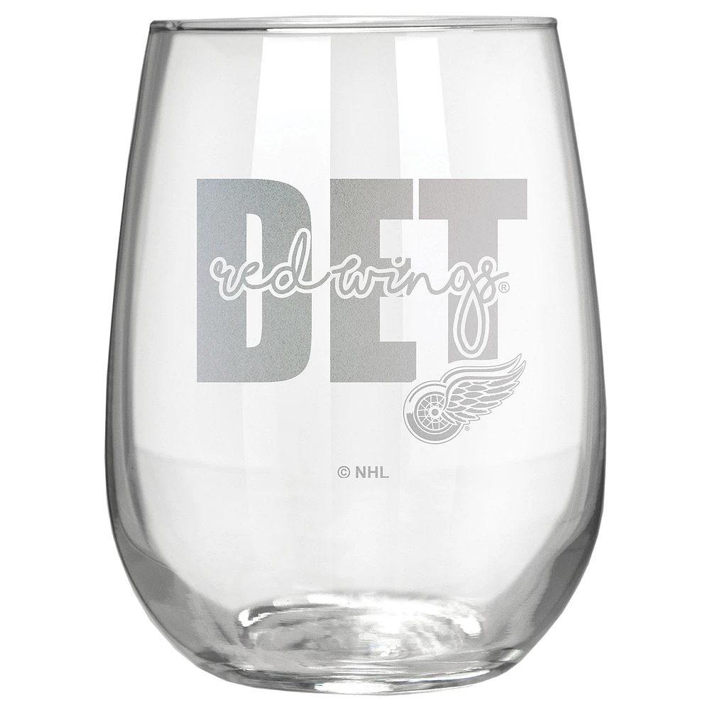 Detroit Red Wings Etched 17oz. City Stemless Wine Glass
