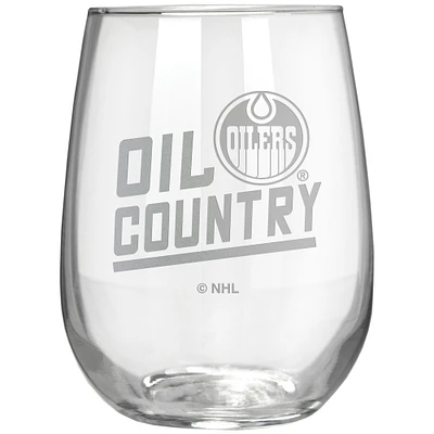 Edmonton Oilers Etched 17oz. Rally Cry Stemless Wine Glass