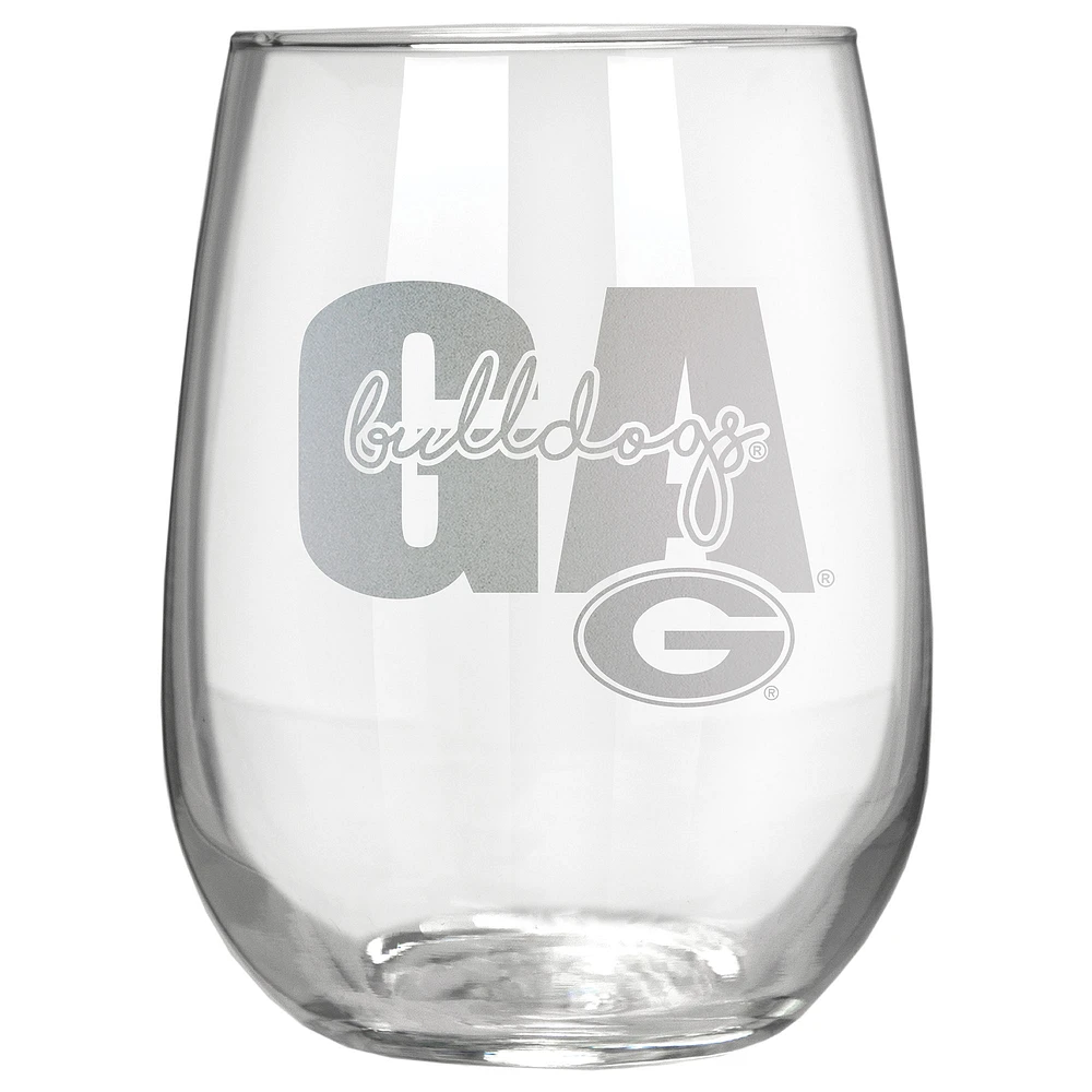 Georgia Bulldogs Etched 17oz. City Stemless Wine Glass