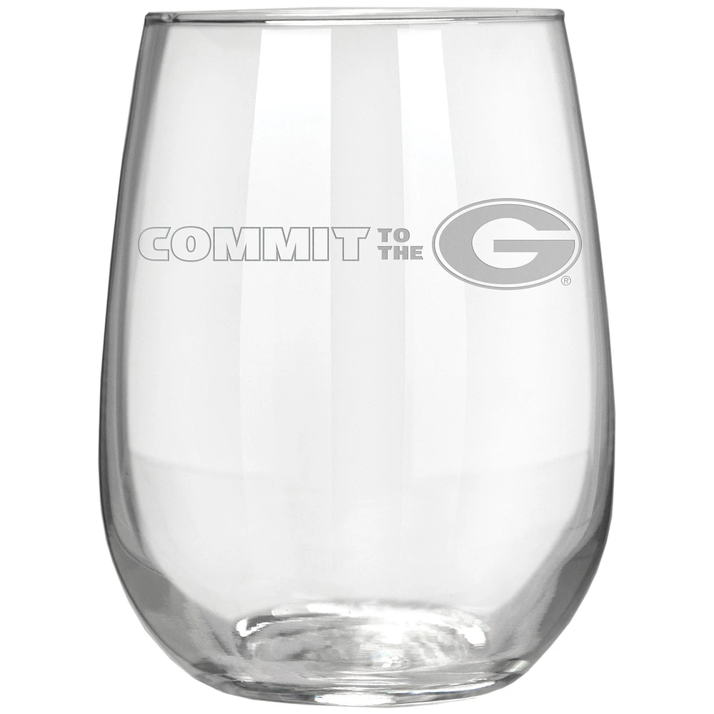 Georgia Bulldogs Etched 17oz. Rally Cry Stemless Wine Glass