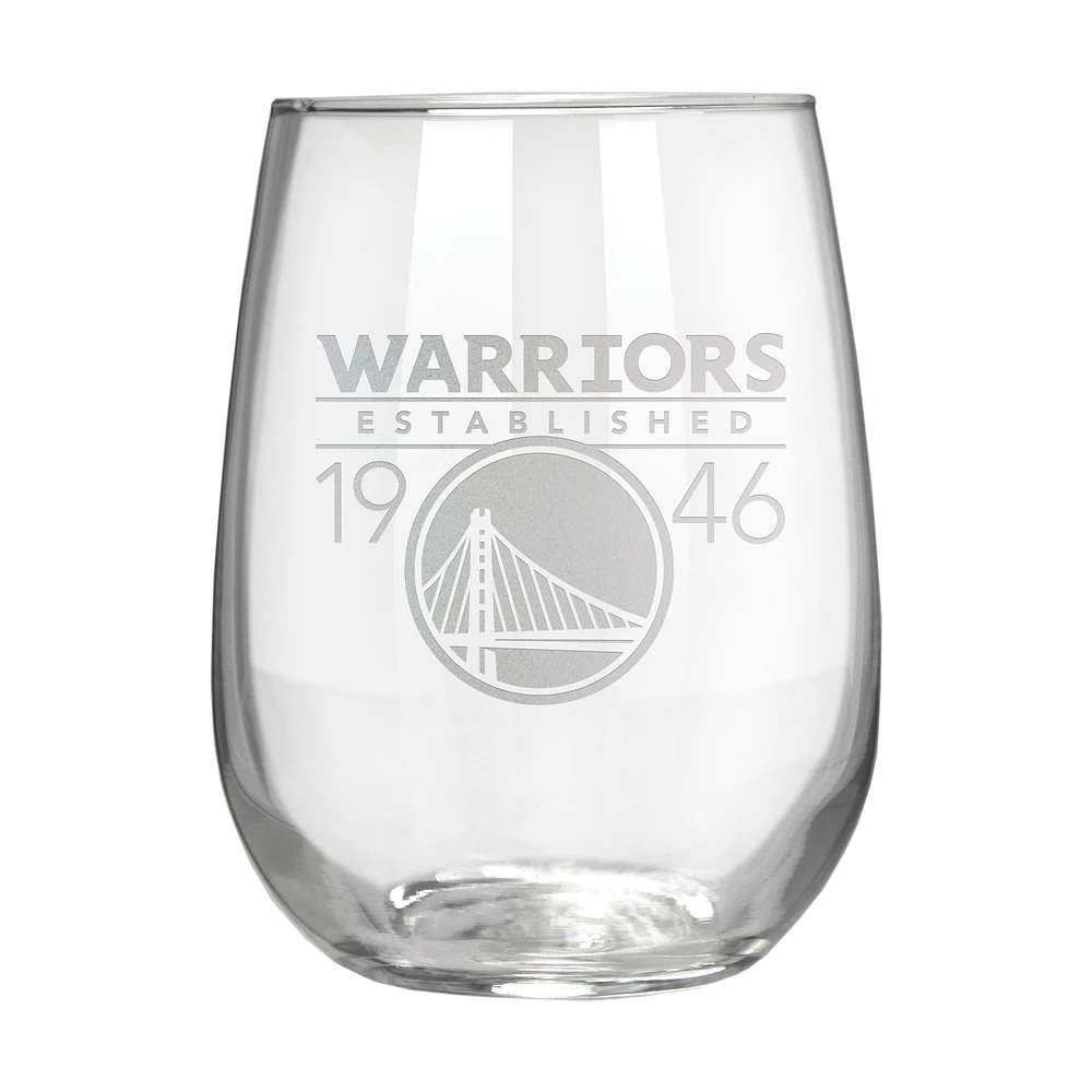 Golden State Warriors Etched 17oz. Rally Cry Stemless Wine Glass