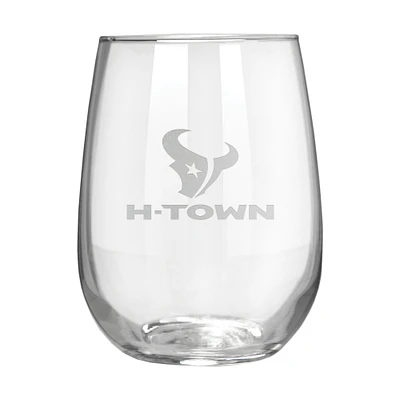 Houston Texans Etched 17oz. Rally Cry Stemless Wine Glass
