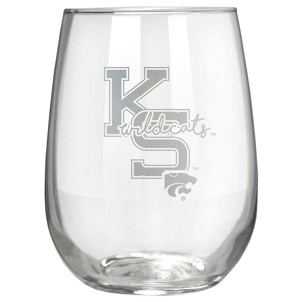 Kansas State Wildcats Etched 17oz. City Stemless Wine Glass