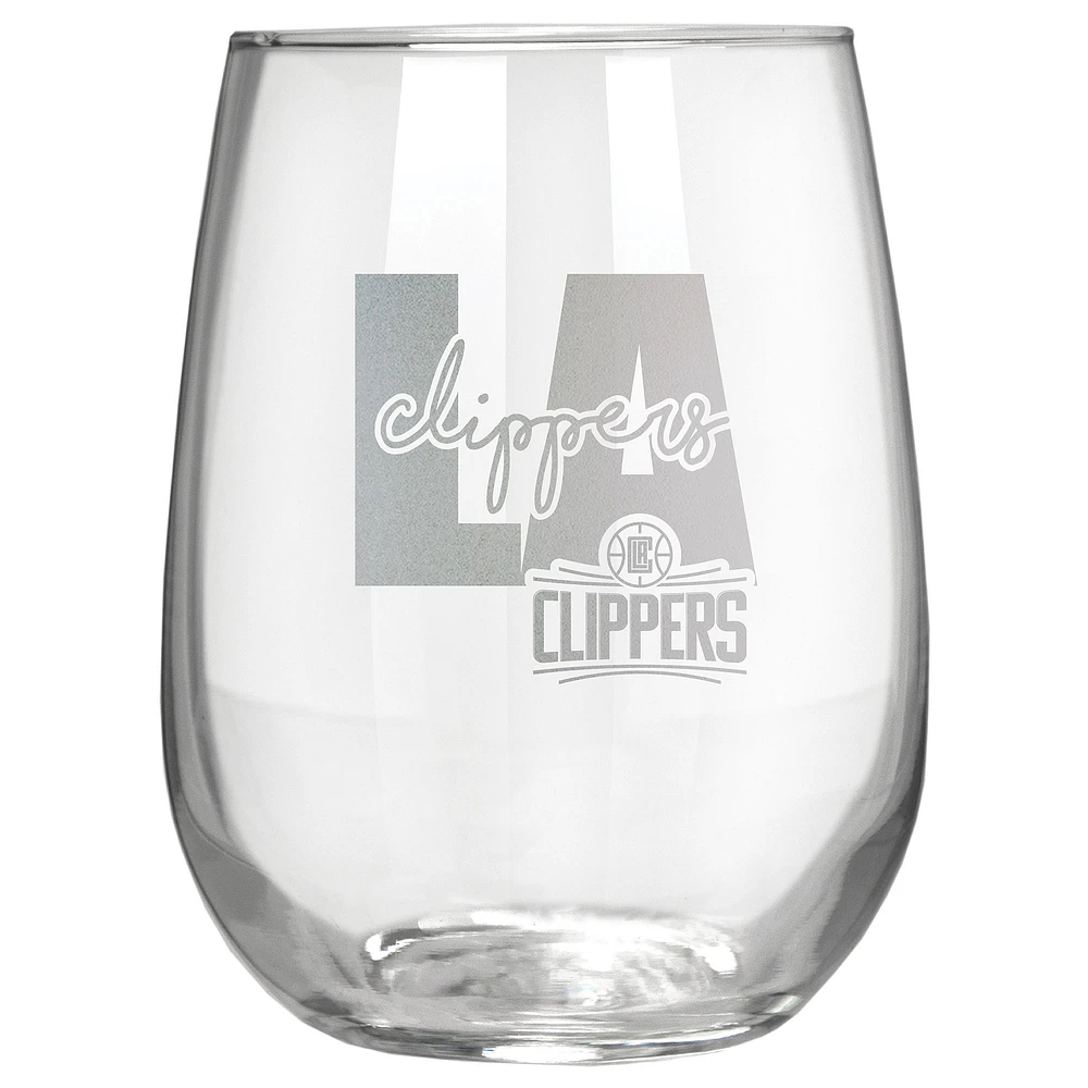 LA Clippers Etched 17oz. City Stemless Wine Glass