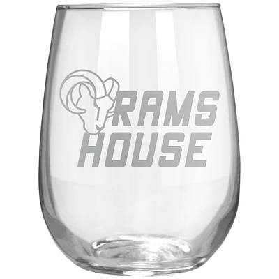 Los Angeles Rams Etched 17oz. Rally Cry Stemless Wine Glass