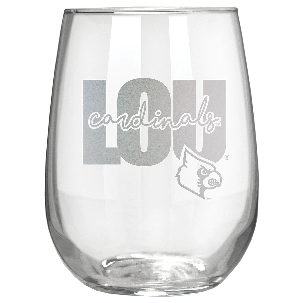 Louisville Cardinals Etched 17oz. City Stemless Wine Glass