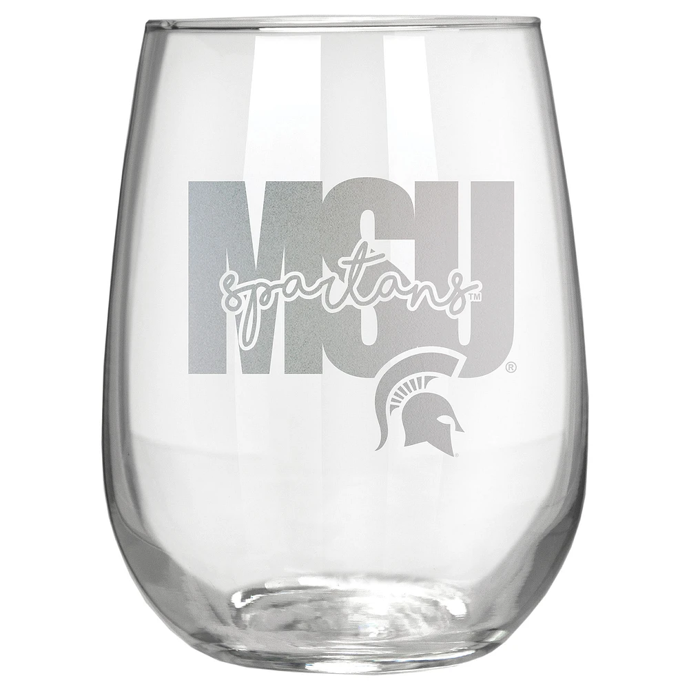 Michigan State Spartans Etched 17oz. City Stemless Wine Glass