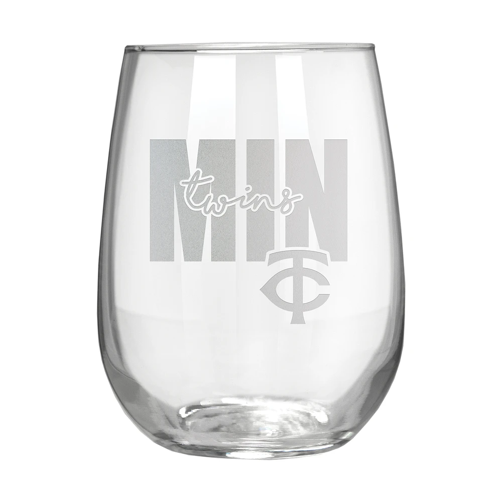 Minnesota Twins Etched 17oz. City Stemless Wine Glass