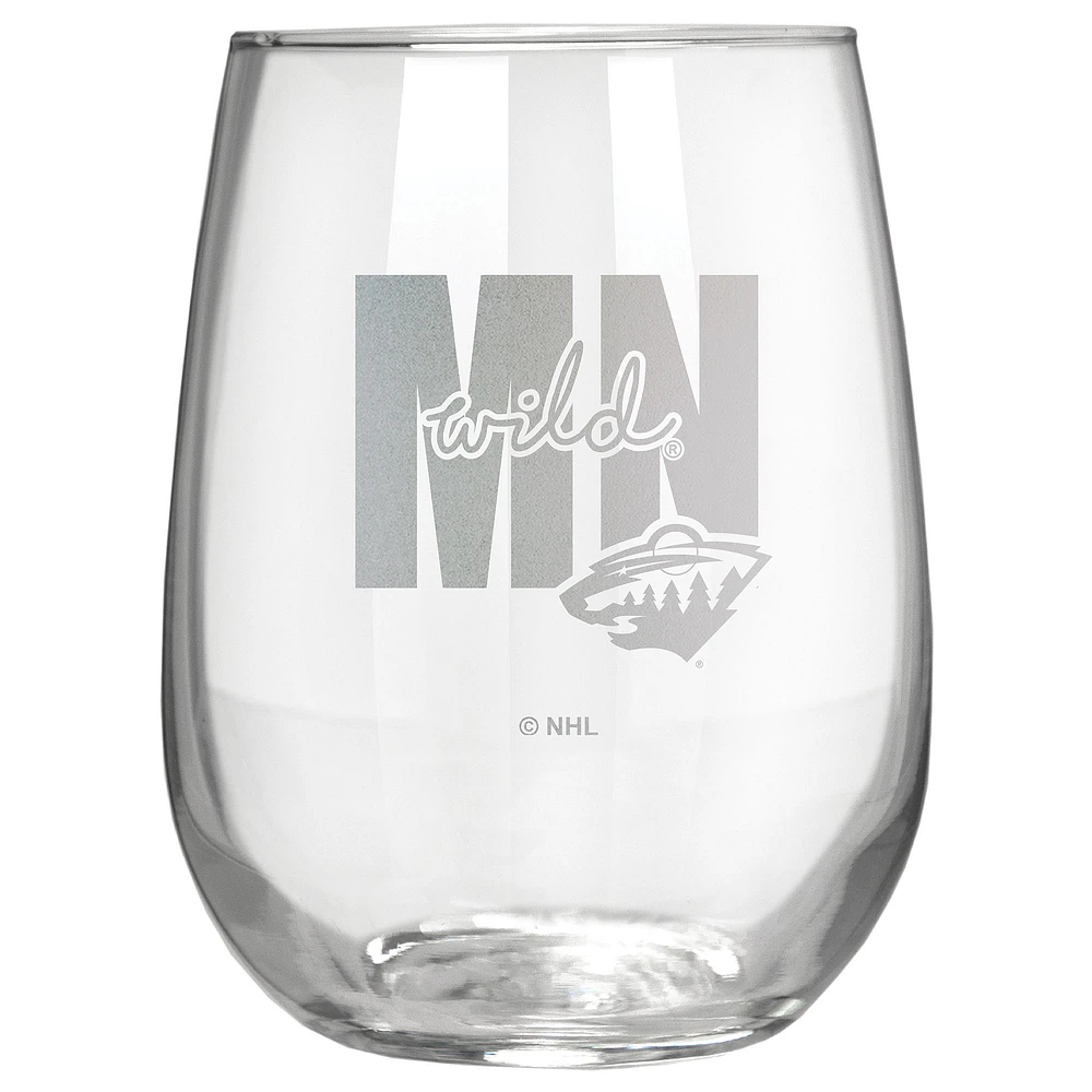 Minnesota Wild Etched 17oz. City Stemless Wine Glass