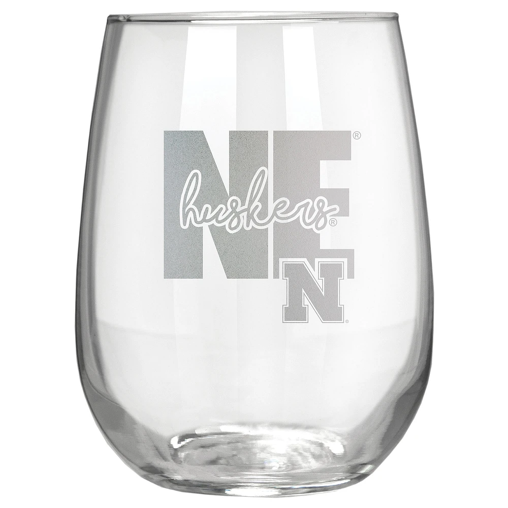 Nebraska Huskers Etched 17oz. City Stemless Wine Glass
