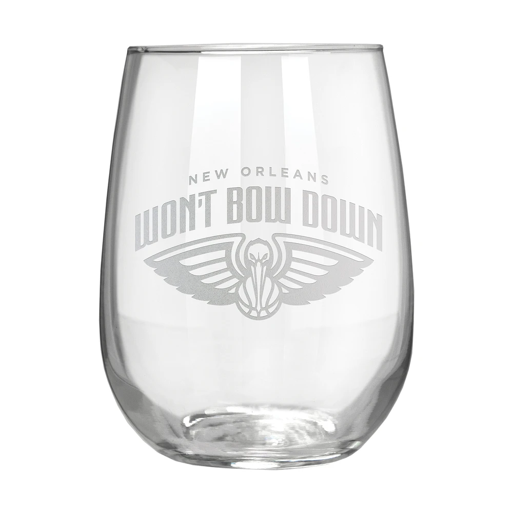 New Orleans Pelicans Etched 17oz. Rally Cry Stemless Wine Glass