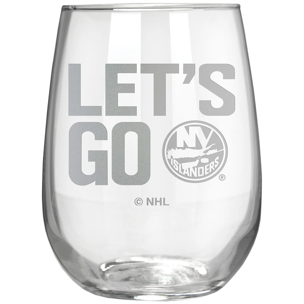 New York Islanders Etched 17oz. Rally Cry Stemless Wine Glass