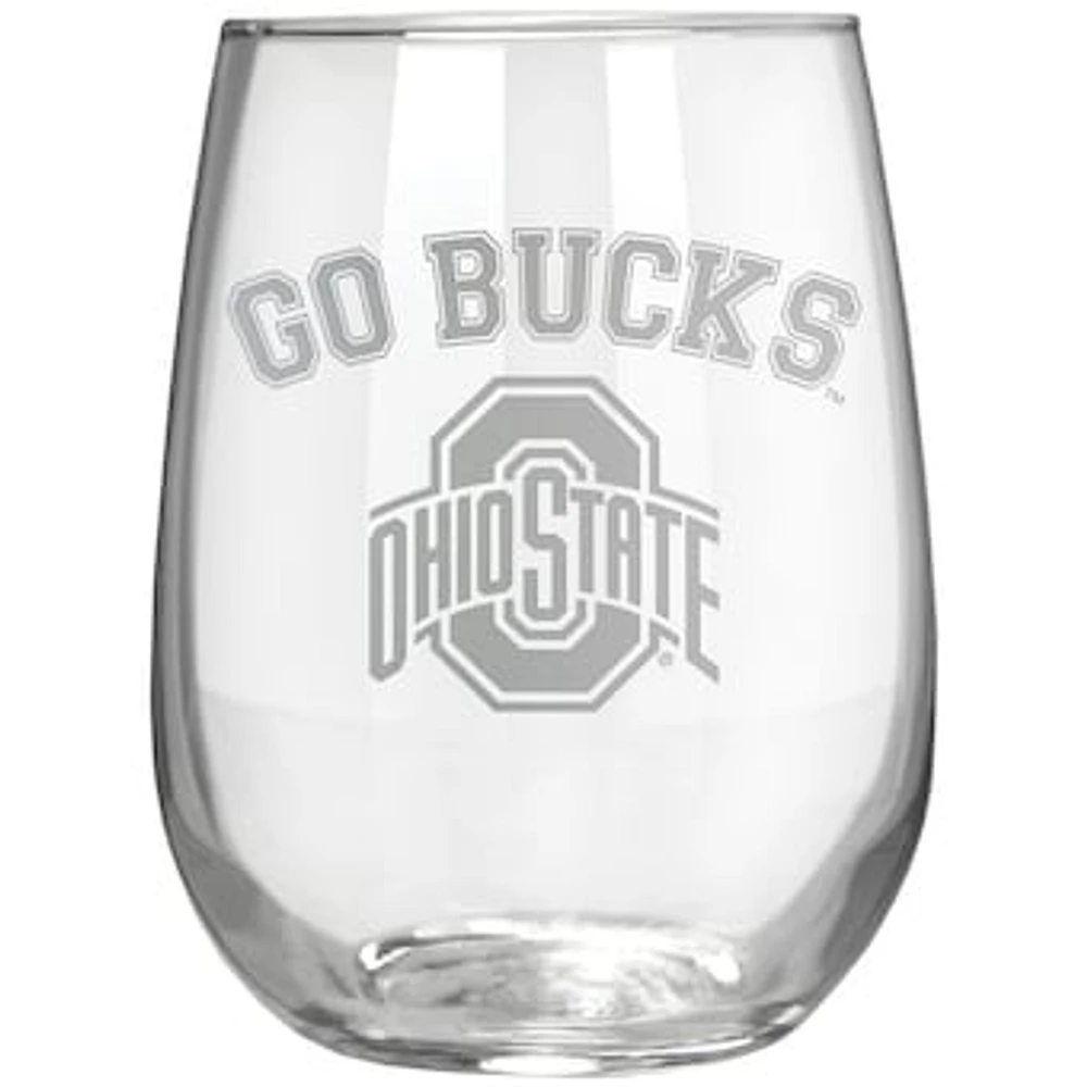 Ohio State Buckeyes Etched 17oz. Rally Cry Stemless Wine Glass