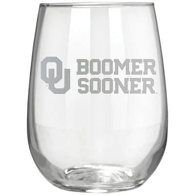 Oklahoma Sooners Etched 17oz. Rally Cry Stemless Wine Glass