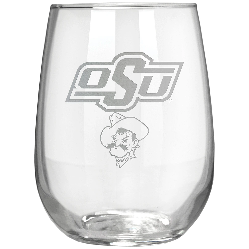 Oklahoma State Cowboys Etched 17oz. Rally Cry Stemless Wine Glass