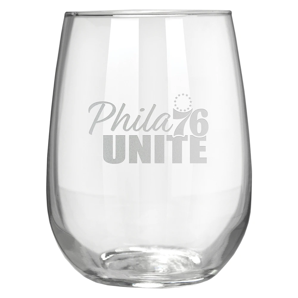 Philadelphia 76ers Etched 17oz. Rally Cry Stemless Wine Glass