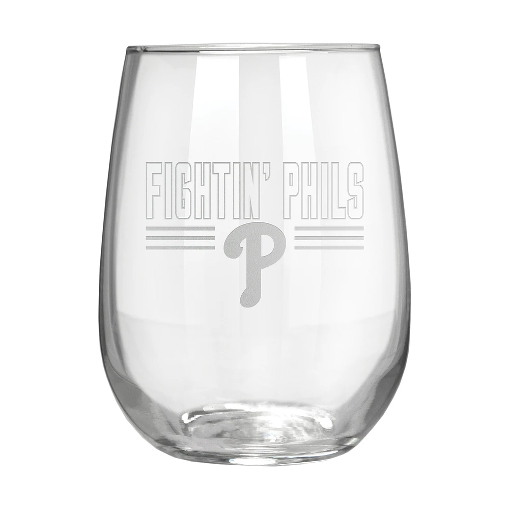 Philadelphia Phillies Etched 17oz. Rally Cry Stemless Wine Glass