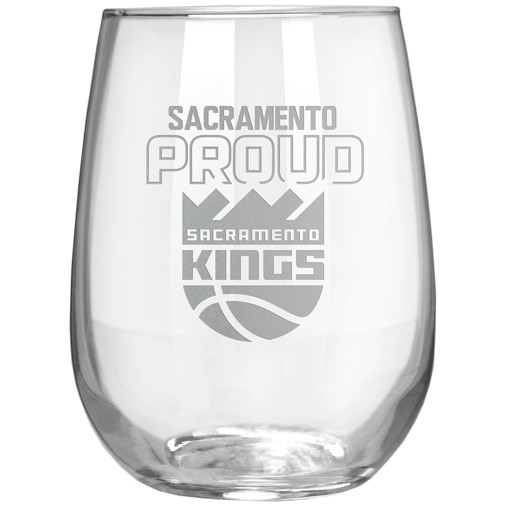 Sacramento Kings Etched 17oz. Rally Cry Stemless Wine Glass