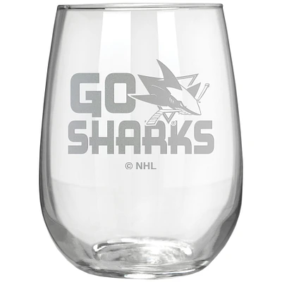 San Jose Sharks Etched 17oz. Rally Cry Stemless Wine Glass