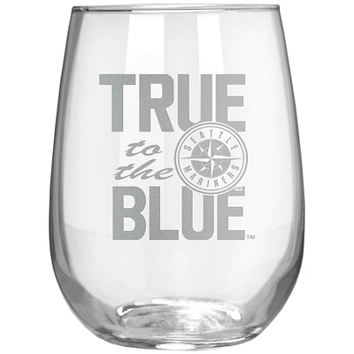 Seattle Mariners Etched 17oz. Rally Cry Stemless Wine Glass