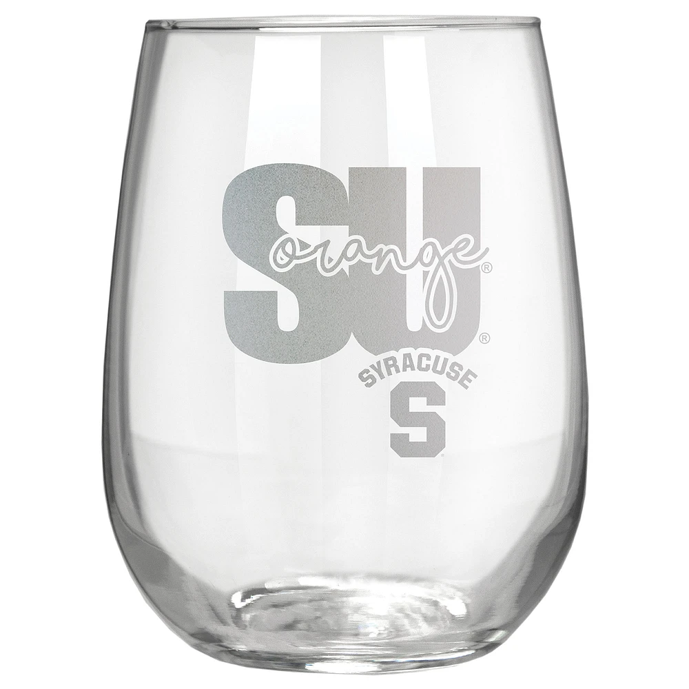 Syracuse Orange Etched 17oz. City Stemless Wine Glass