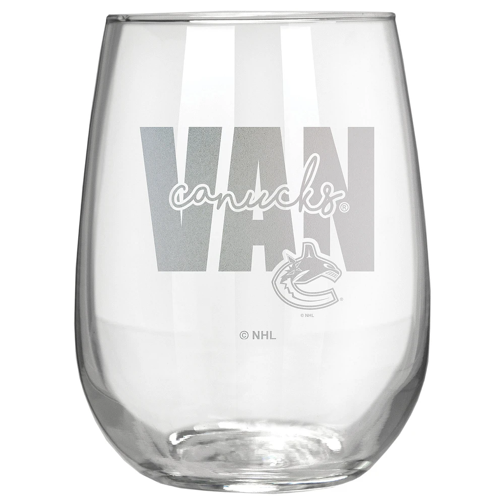 Vancouver Canucks Etched 17oz. City Stemless Wine Glass