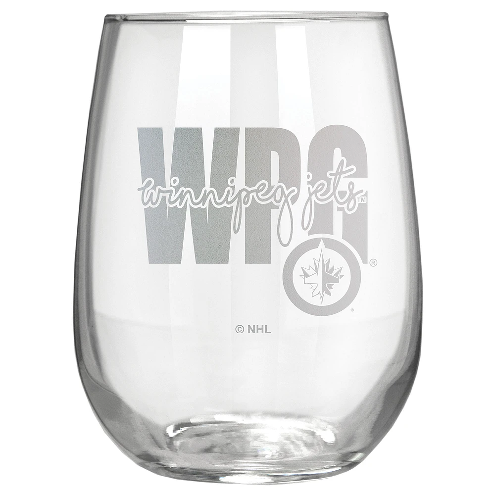 Winnipeg Jets Etched 17oz. City Stemless Wine Glass