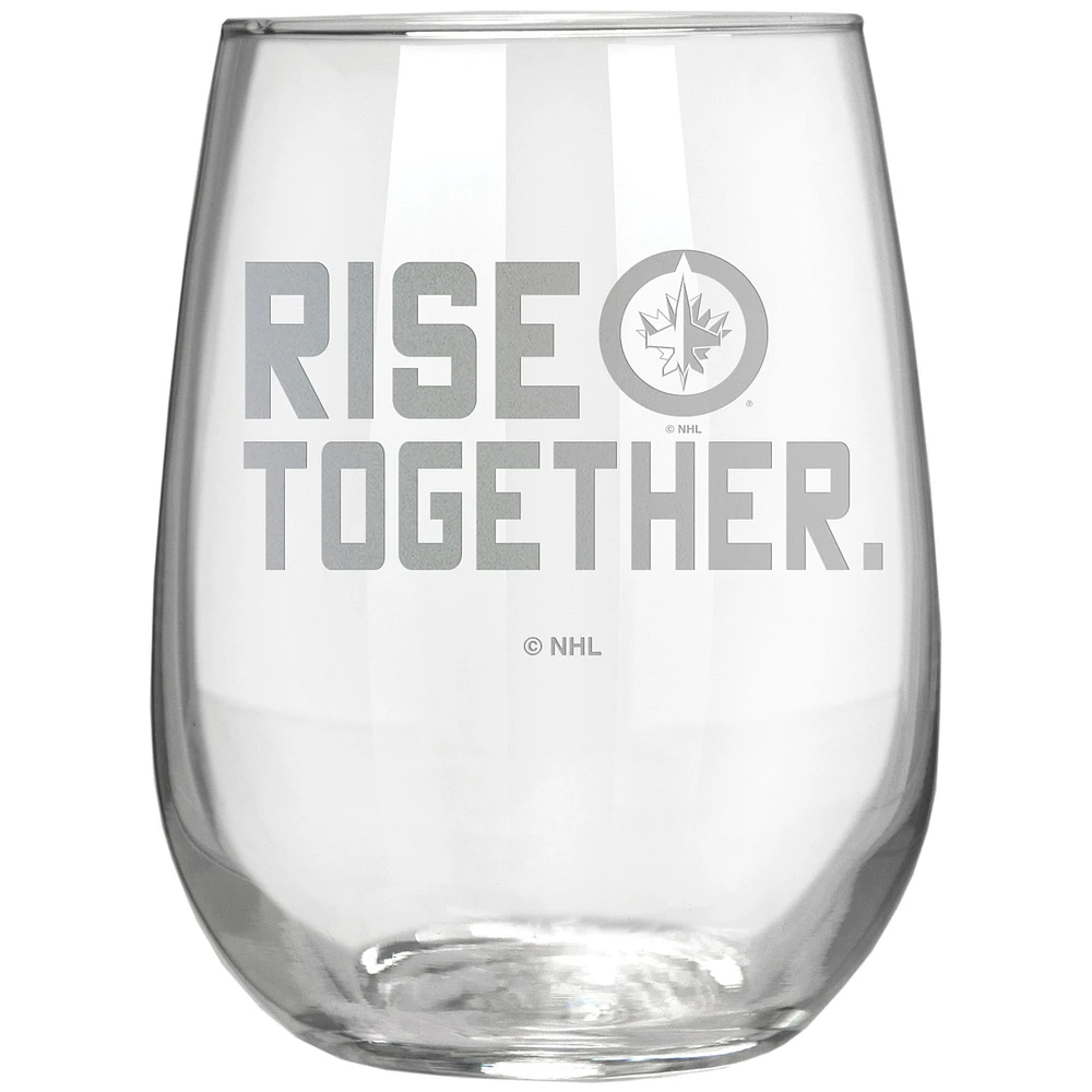 Winnipeg Jets Etched 17oz. Rally Cry Stemless Wine Glass