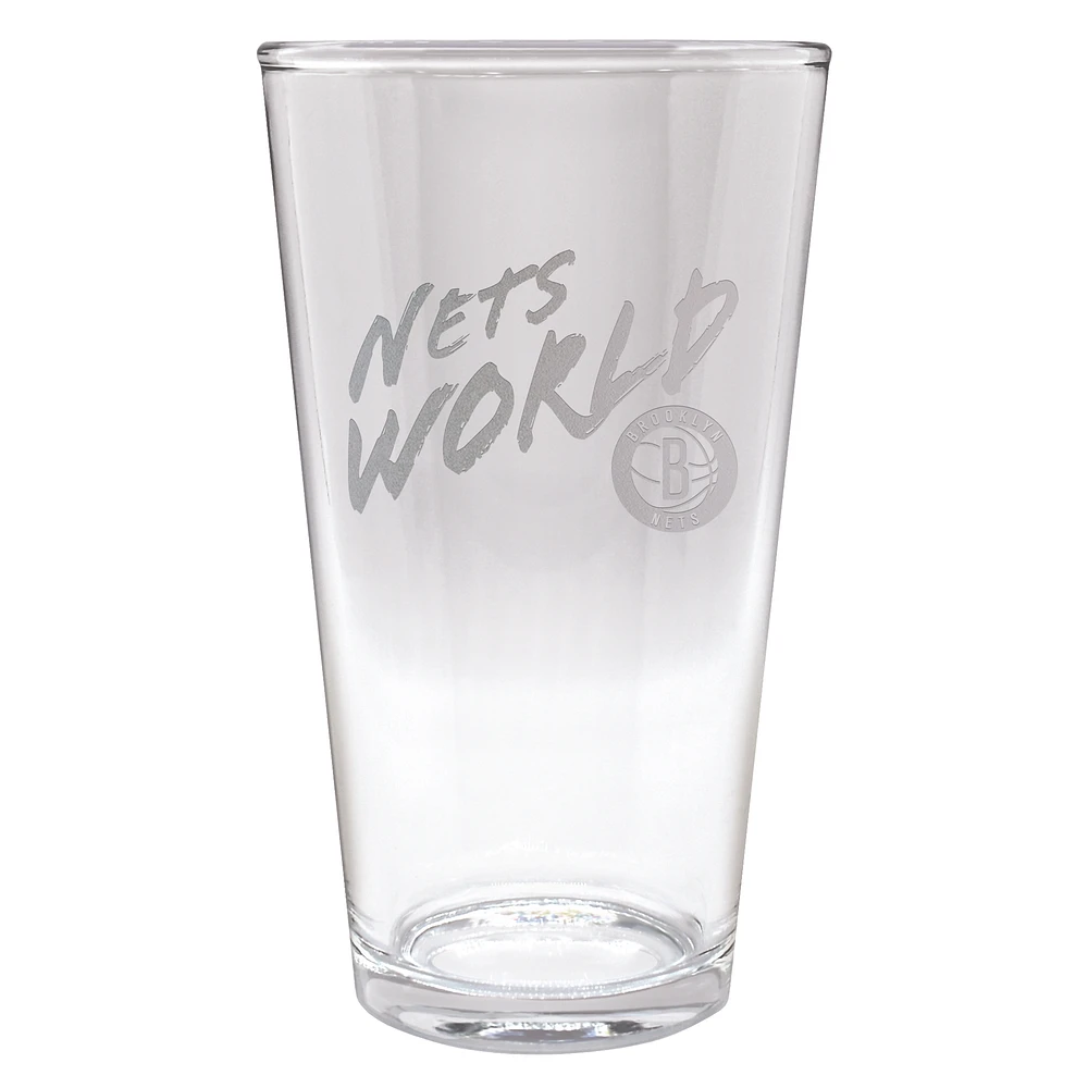 Brooklyn Nets Etched 16oz. Rally Cry Pint Glass