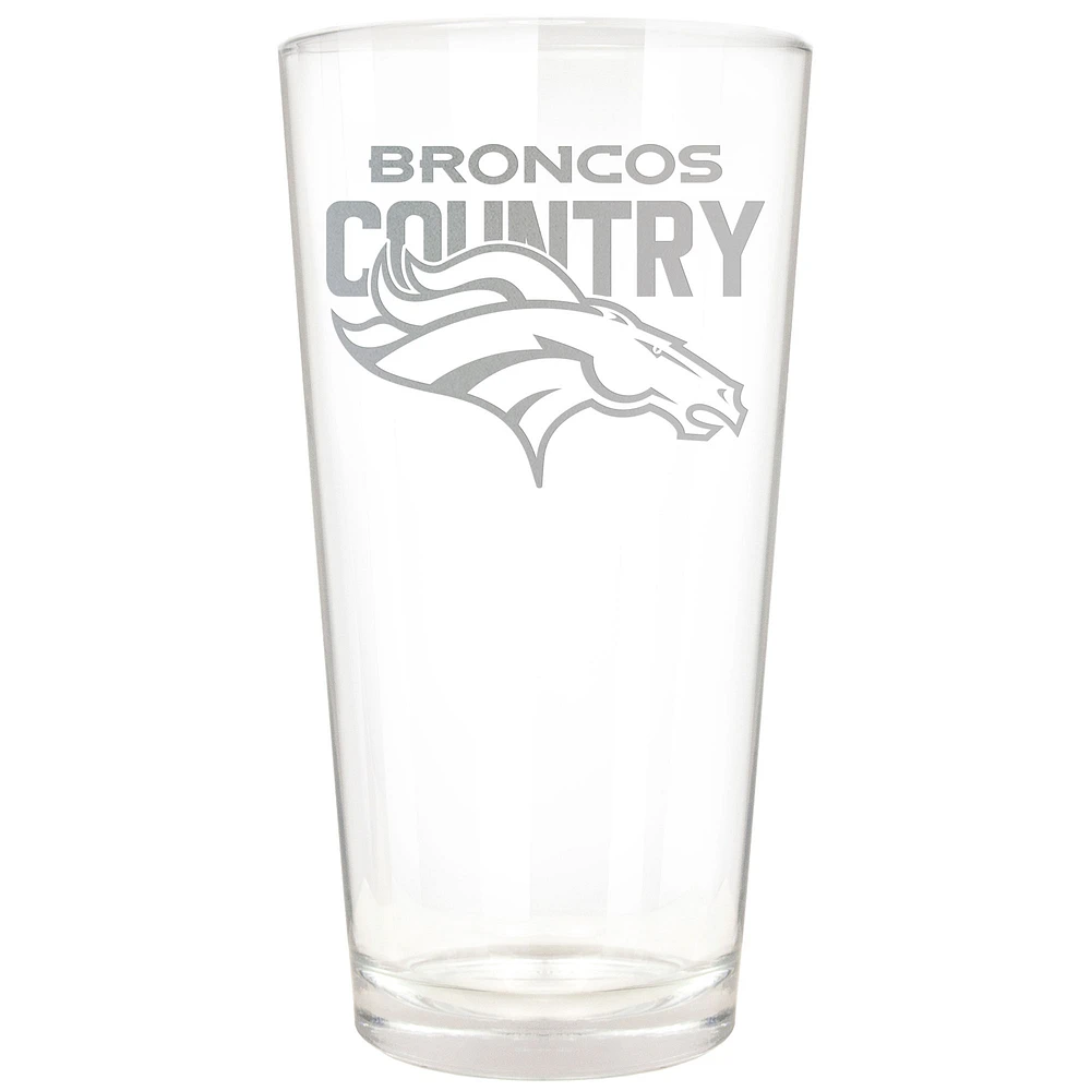 Denver Broncos Etched 16oz. Rally Cry Pint Glass