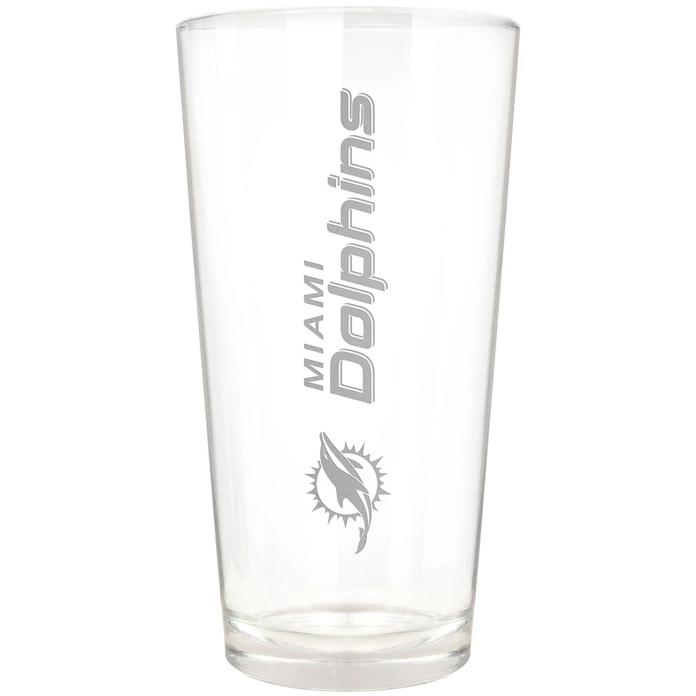 Miami Dolphins Etched 16oz. Vertical Rally Cry Pint Glass