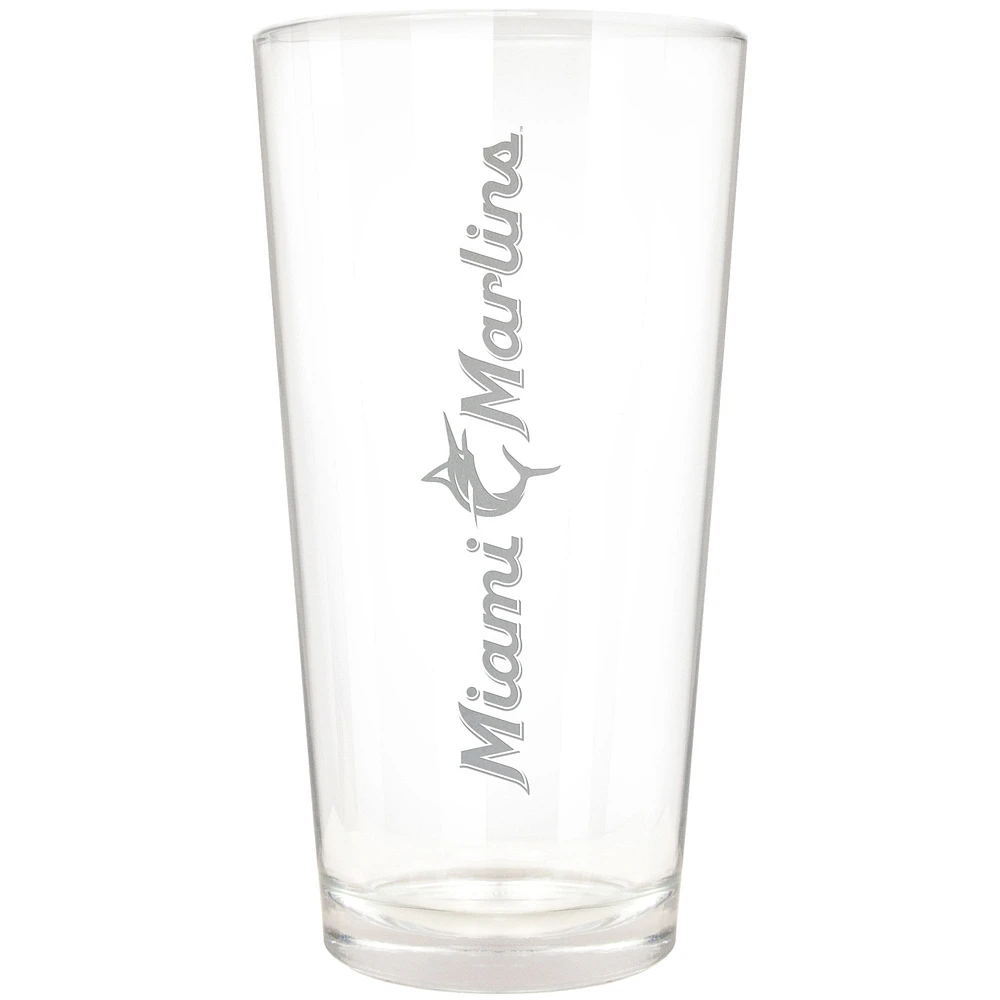 Miami Marlins Etched 16oz. Vertical Rally Cry Pint Glass