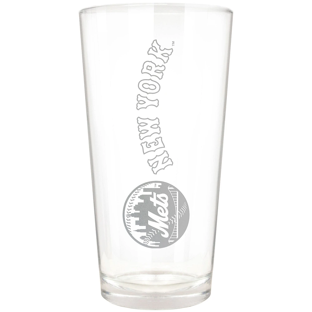 New York Mets Etched 16oz. Vertical Rally Cry Pint Glass