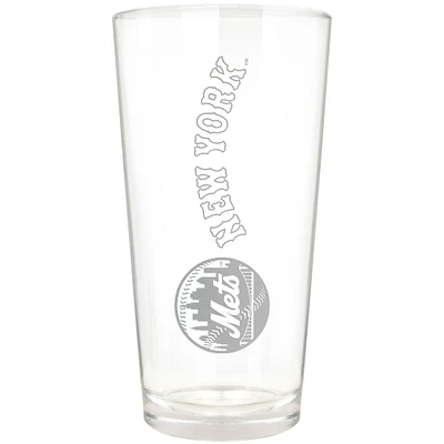 New York Mets Etched 16oz. Vertical Rally Cry Pint Glass