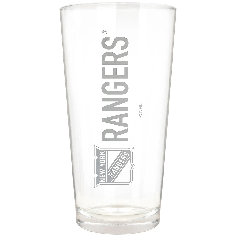 New York Rangers Etched 16oz. Vertical Rally Cry Pint Glass