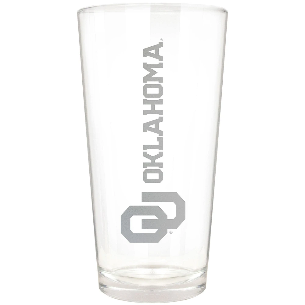 Oklahoma Sooners Etched 16oz. Vertical Rally Cry Pint Glass