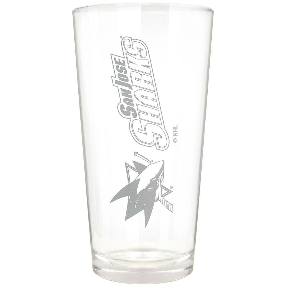 San Jose Sharks Etched 16oz. Vertical Rally Cry Pint Glass