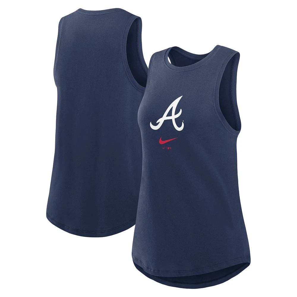 Women's Nike Navy Atlanta Braves Legacy Icon High Neck Performance Tank Top