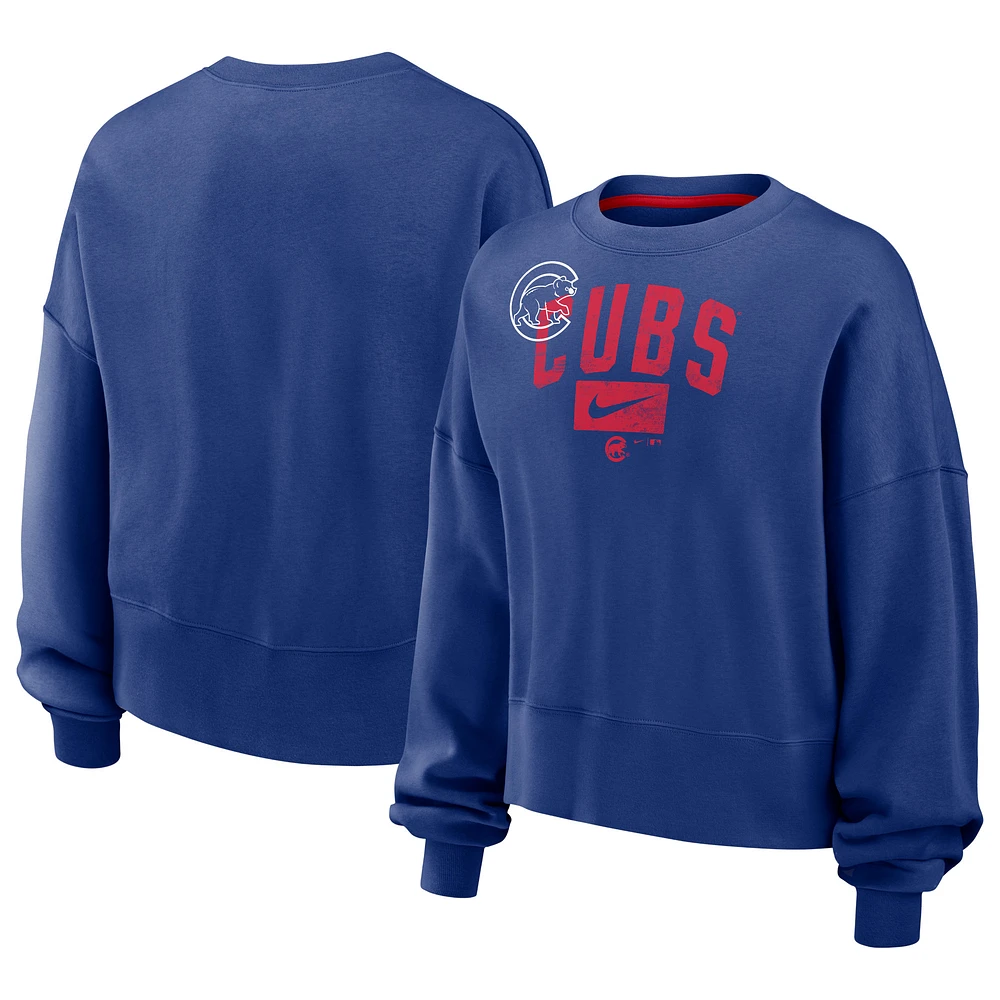 Women's Nike Royal Chicago Cubs Oversized Pullover Sweatshirt