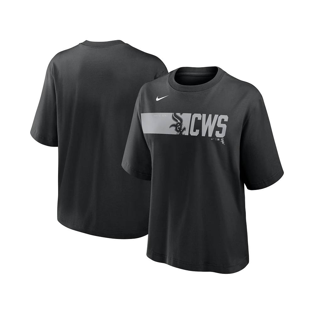 Women's Nike Black Chicago White Sox Knockout Boxy T-Shirt